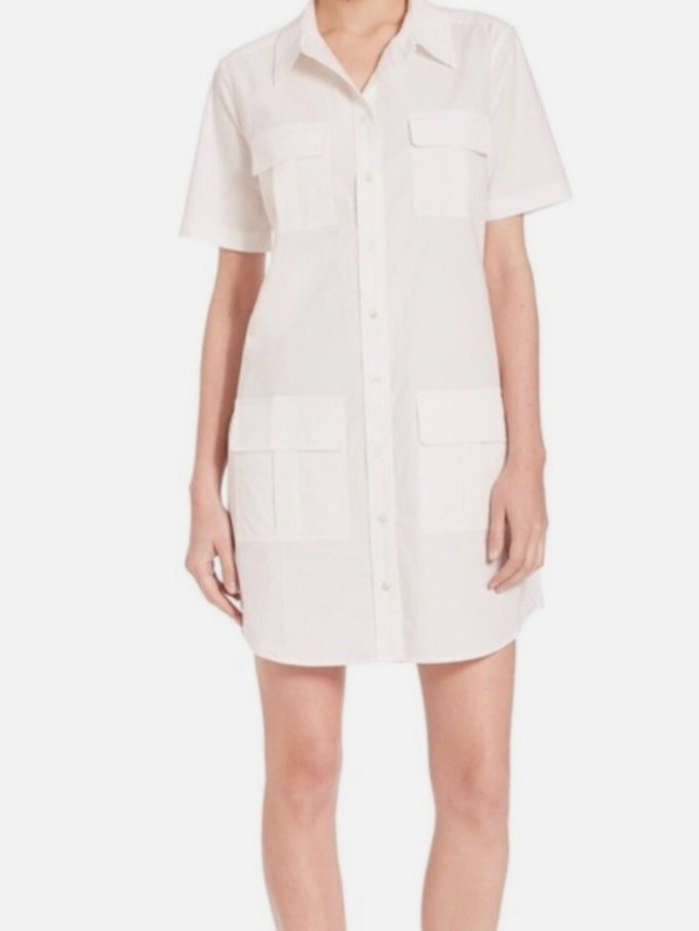 Equipment White Short Sleeve Button-Front Shirt Dress